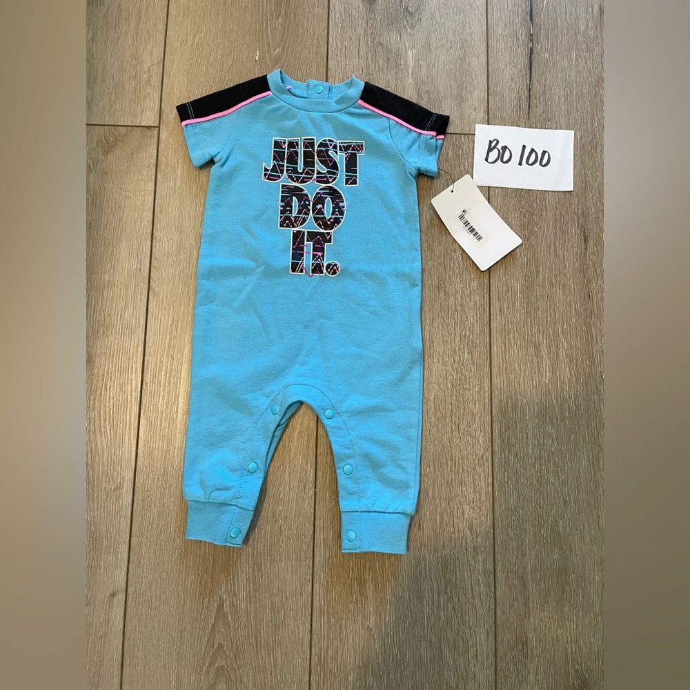 Baby Infant Nike Just Do It Boys Blue Romper Coverall Size 3 Months